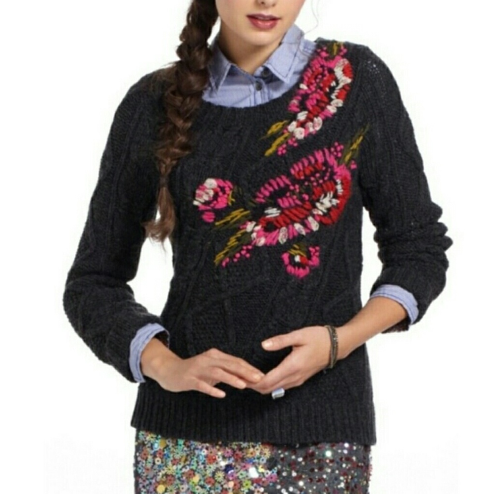 ⭐ Anthro Liefnotes Abstract Garden Wool Sweater ⭐